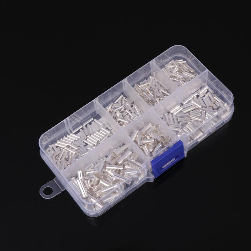 700 Stück gemischte Größen unisolierte Kabelhülsen blanke Klemmen röhrenförmige Drahtendhülsen einfach für Drahtverbindung Stift Crimp