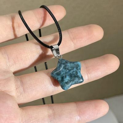 Yousheng Natural Stone Star Pendant Necklace Adjustable Black Rope Hypoallergenic Women Girls Clavicle Necklace Fashion Jewelry Gift