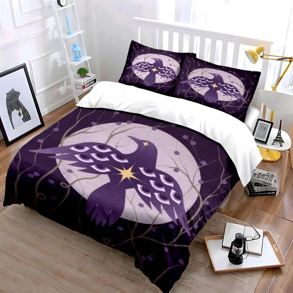 Mystical Bird Art Decor Set Soft Comfortable Duvet Cover Bedding Set Included 1*Duvet Cover & 2*Pillowcases gift