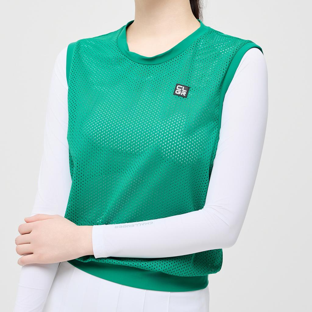 Challenger Women'S Essential Stretch Mesh Round Neck Golf Vest Green