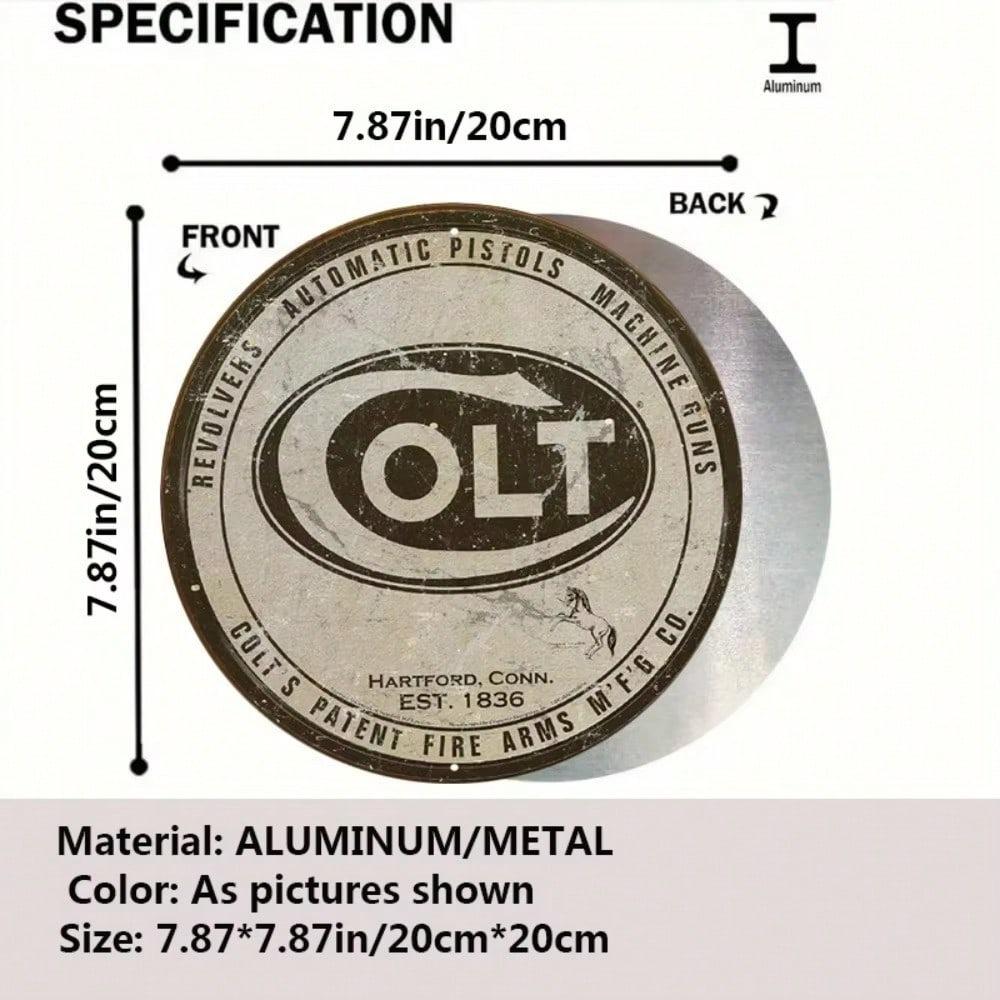 Colt Revolver Round Metal Tin Sign Vintage Wall Decor for Cafe Bar Home