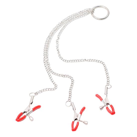 Body Clamp Chain Adjustable Pressure 3-Head Clitoral Body Clip Ring Men Women Non Piercing Body Jewelry Adults Sex Toy