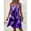 Nuovo Vestito Moda Senza Maniche Tie Dye Stampato Primavera/Estate Ampio Pieghettato Elegante A-line Corto da Festa Casual Semplice Vestito Estivo