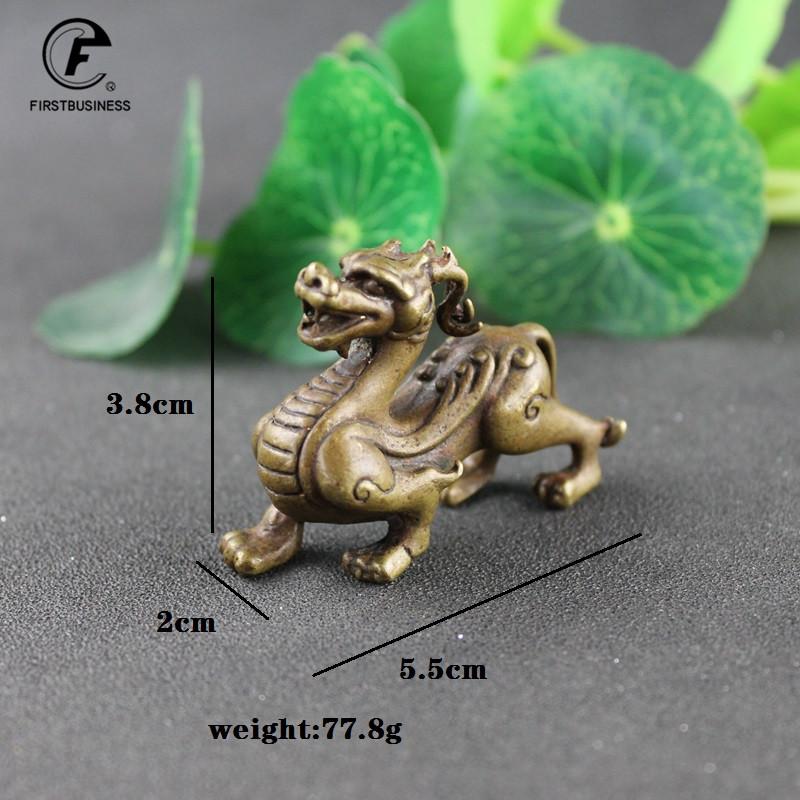 Antique Bronze Chinese Mythical Beast Qi Lin Statue 1 Pcs Copper Animal Ornaments Lucky Home Feng Shui Living Room Decorations