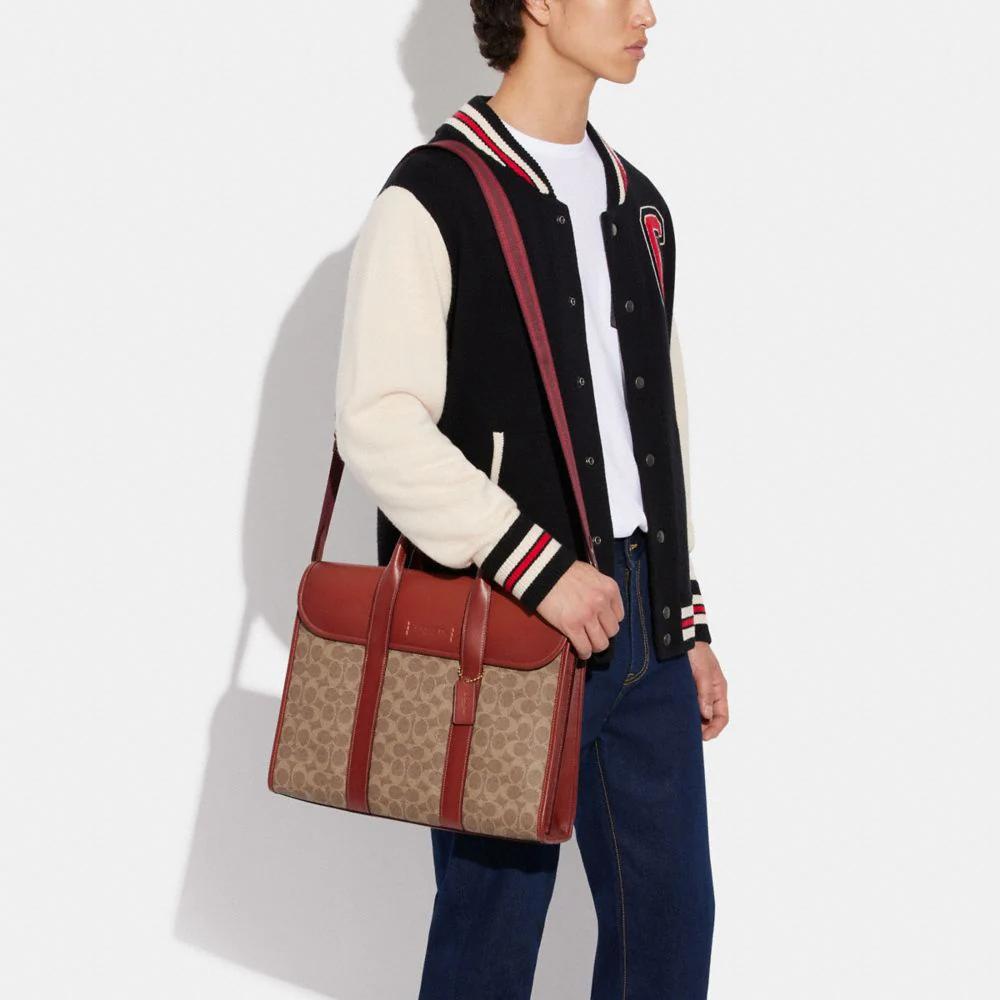 New COACH Gotham Cow Leather Briefcase, Shoulder Bag, Crossbody Bag, Handbag Large Men's Brown & Rusty C5319-NU3
