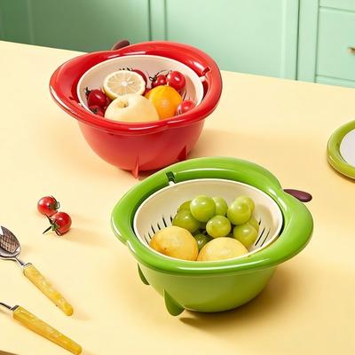 Double Layer Kitchen Drain Basket Quick Draining Fruit Washer Bowl  Vegetable Fruit Washing