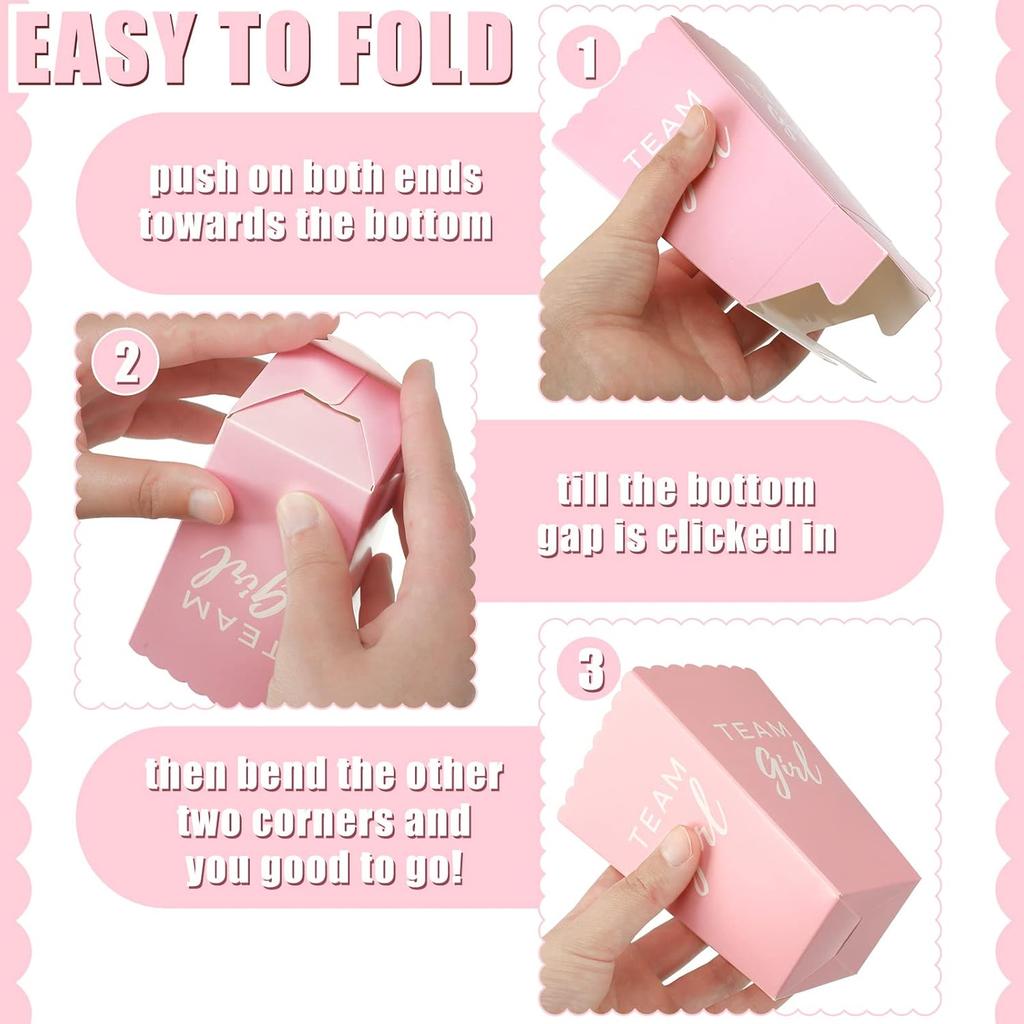 Hotop 50 Pack Gender Reveal Popcorn Paper Boxes Pink and Blue Candy Mini Favor Treat Cups for Girl Boy Baby Shower Gender Reveal Party Decorations