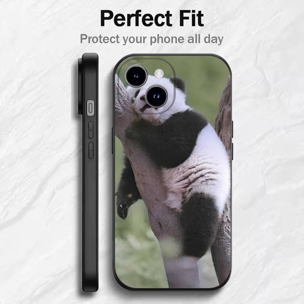 Fubao panda   Phone Case For 17 16 15 14 13 12 11 Mini XS XR X 6S 6 Pro Max Plus Black Soft Cover