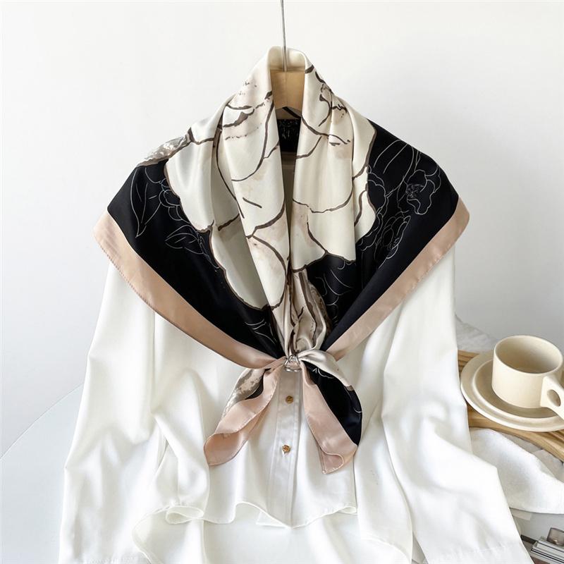 

90*90 см принтованные квадратные шали с цветочным принтом шарфы женские платки шейный платок хиджаб женская повязка на голову фуляр 90*90cm