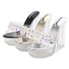 Fashion Sexy Heels 13cm Thick Heels Waterproof Platform Fashion Sandals Sandals Transparent Glass Slipper Wedding Shoes
