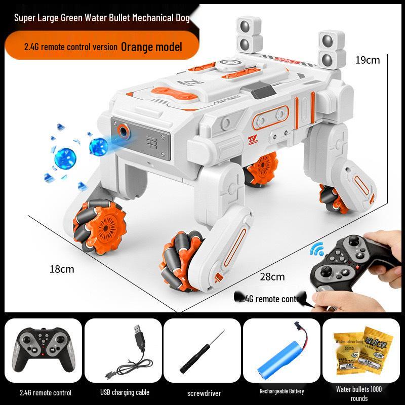 

Детский интеллектуальный радиоуправляемый вездеход-собака, стреляющий водяными бомбами, с вращающимися огнями – подарок на день рождения