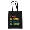 Tote Bag - PLANETEE - The Goddess Friend Legend Vintage Black - Cotton - Printed In France - Sturdy Handles