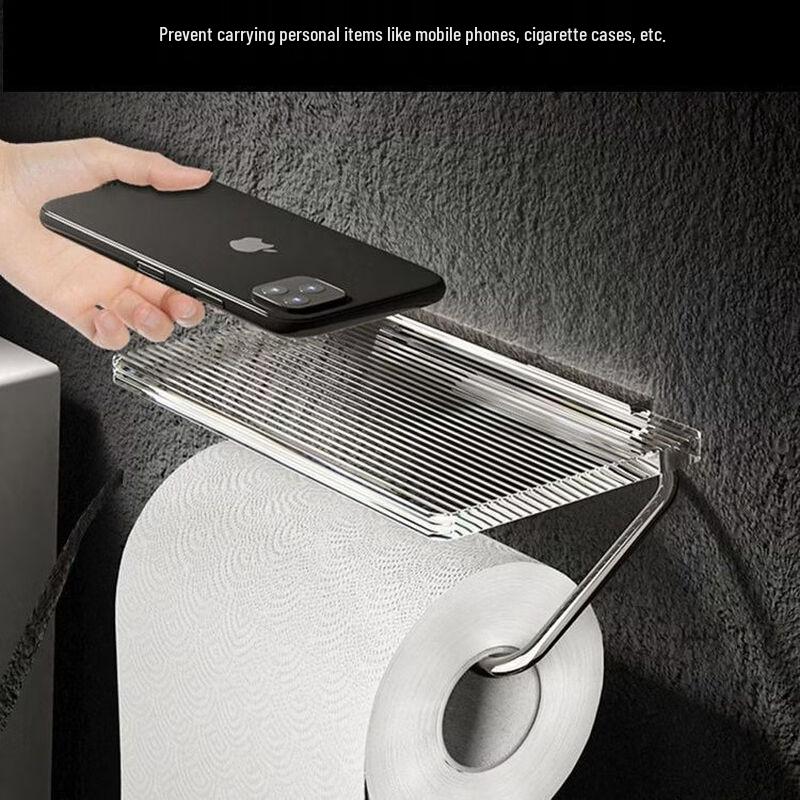 Qiaomeiren Wall-Mounted Acrylic Toilet Paper Holder with Shelf