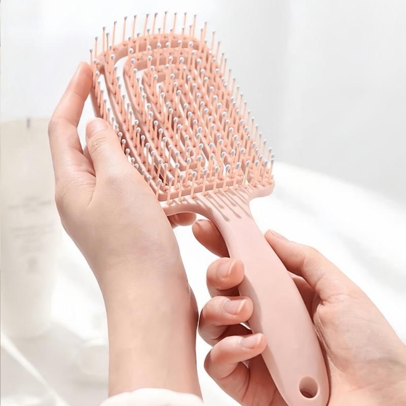 

Hollow Comb Portable Wide Tooth Styling Comb Suitable for Women s Long Fluffy Hair Styling Tool 1PCS рожевий
