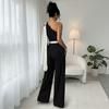 YYFS Women's Fashion Casual Summer Spring Colour Block Print Sleeveless Oblique Collar High Waist Trousers Jumpsuits & Rompers