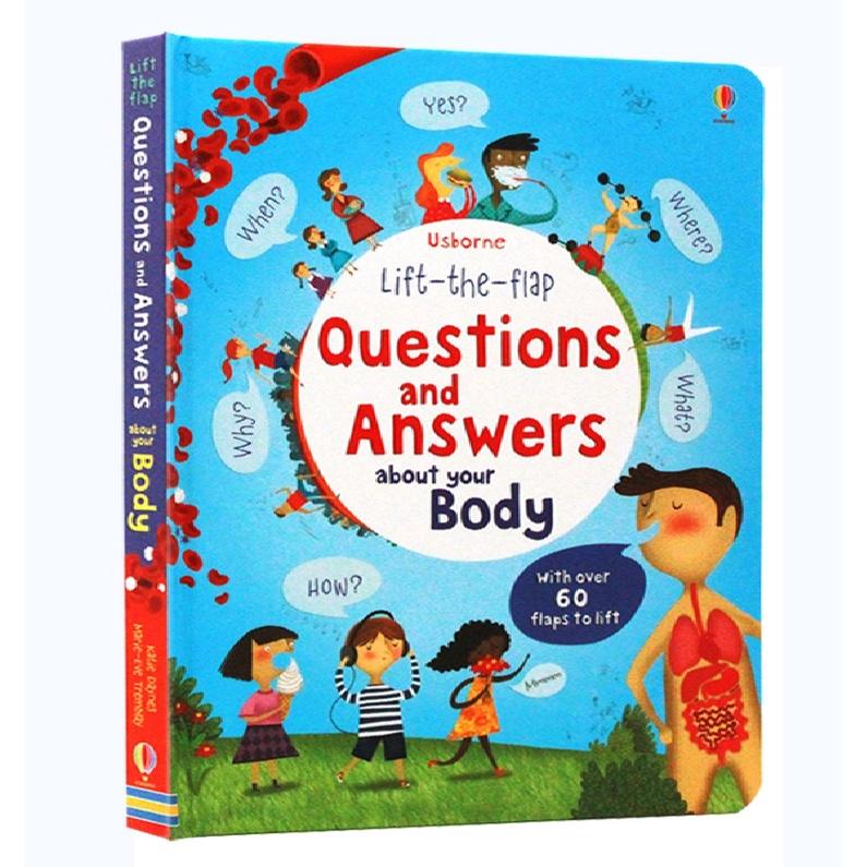 Usborne Lift The Flap Questions & Answers about Dinosaurs / Your Body / Space / our World / Feeling Q&A Board Book English Picture Book Enlightenment Q&A about Body