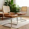 Dining Chairs Set of 2, Faux Leather Accent Chairs with Chrome Legs, Mid Century Breuer Designed Chairs, Upholstered Dining Living Room Kitchen Chairs
