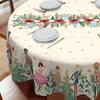 Round Christmas Tablecloth Santa Nutcracker Snowman Print Holiday Dining Table Cover Dustproof Home Decoration 150cm