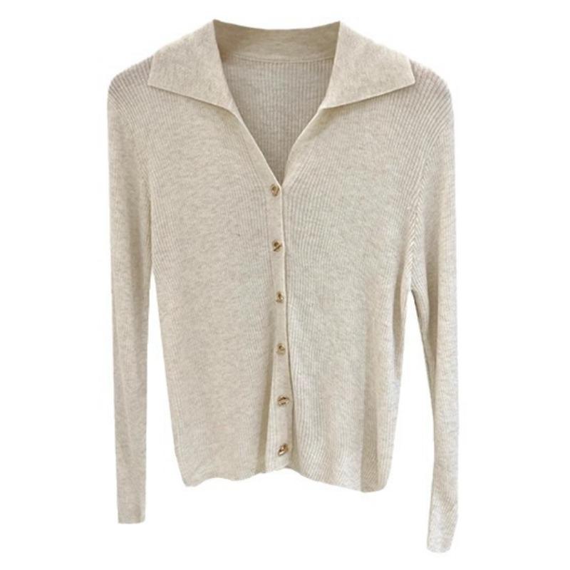 Women's Sweater V-neck Long Sleeved Knitted Sweater Autumn/winter Western-style Top Base Sweater