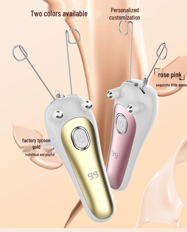 Rechargeable Facial Hair Removal Threading Device with Tweezers