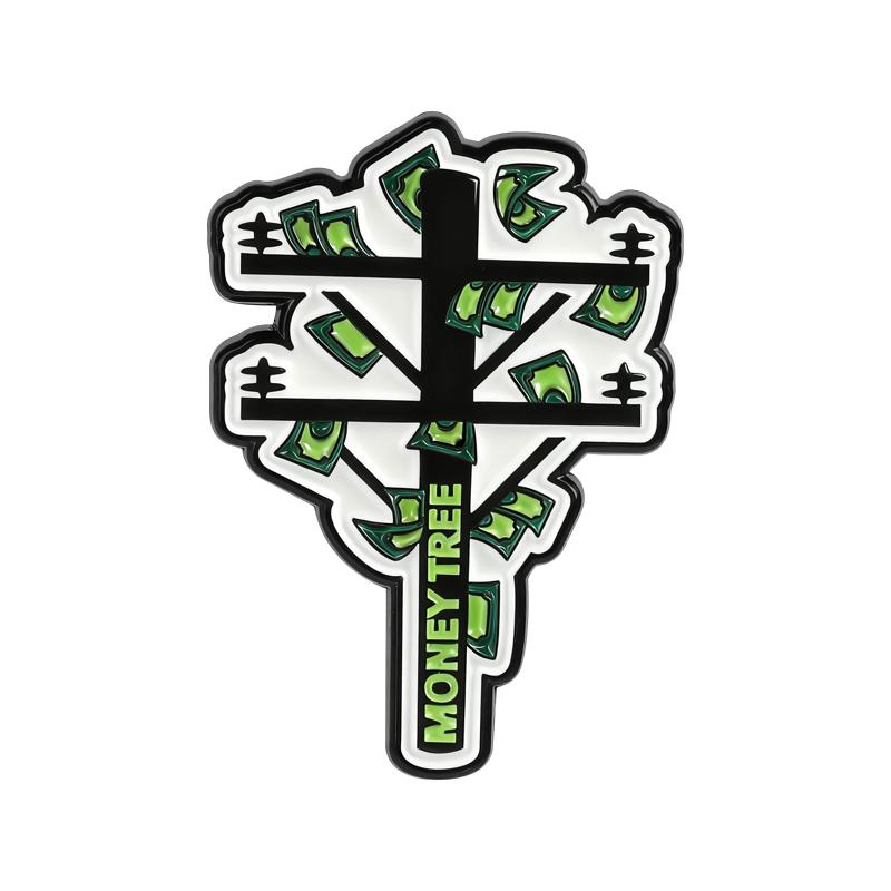 

Streetwear Skeleton Hand Money Tree Enamel Pins Cool Gesture Brooches Trendy Lapel Badges for Backpacks Edgy Gifts For Teens
