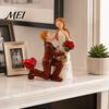 Tabletop Romantic Proposal Figurines Faceless Wedding Couple Figurine, Resin Statue, Engagement Souvenirs with Rose Details Sculpture for Living Room