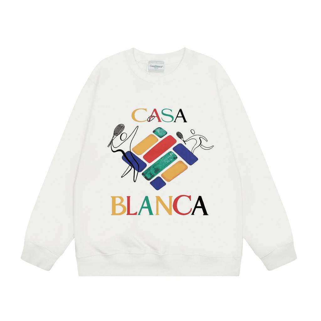 CASABLANCA Unisex Letter Print Terry Sweatshirt, New Style Round Neck