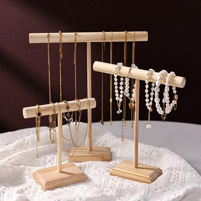 Solid Wood Jewelry Props Display Stand Bracelet Necklace Hair Band Jewelry Storage Display Rack With Wooden Base Supply