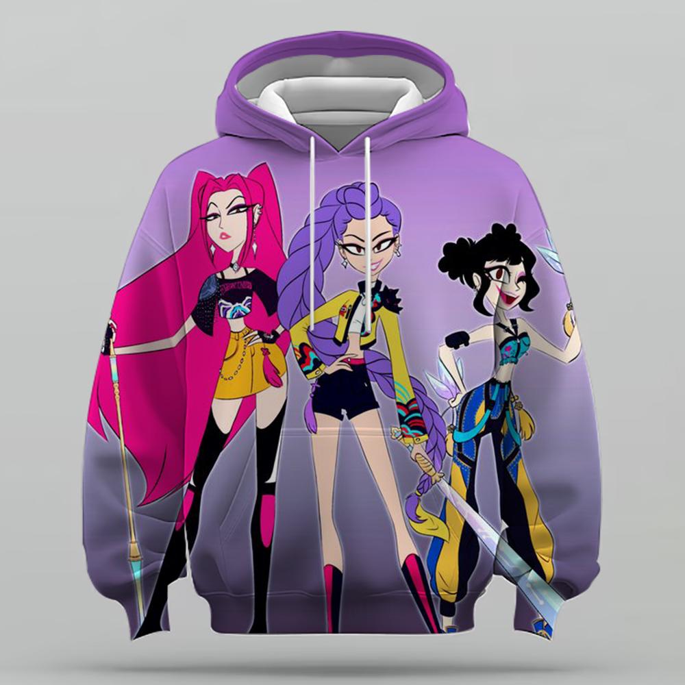 Kleidung für Kleinkindmädchen KPop 'Devil Hunter' Hoodie Mode Lässiger Pullover Neuer Film Kinder Kapuzenoberteil
