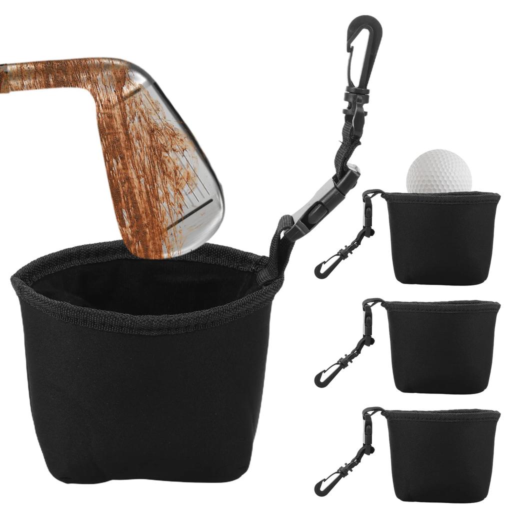4 Pcs Golf Club and Golf Ball Cleaning Bag with Detachable Clip Waterproof Liner Golf Scrub Bag Golf Accessory Cleaning Bag