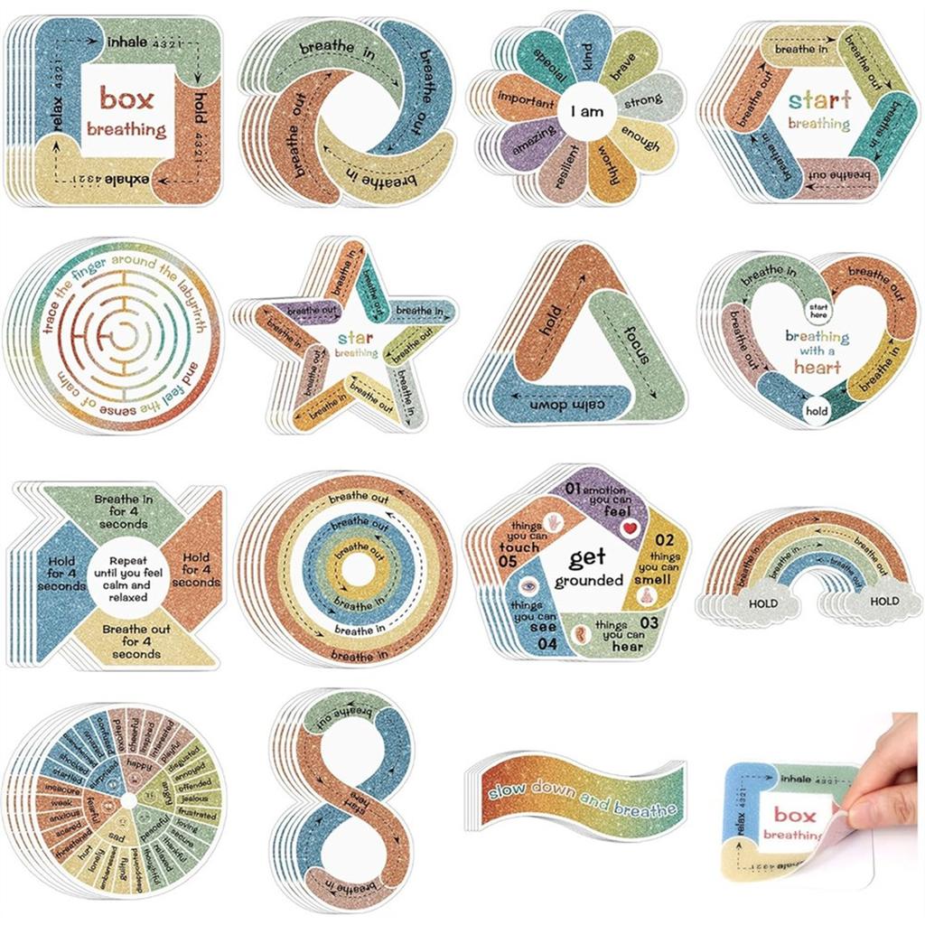 2025+ 75Pc Calm Stickers for Anxiety Sensory Textured Sensory Stickers Anti Stress Anxiety Relief Items Boho Calm Sticker Bulk