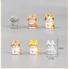 6Pcs/set Cartoon Cat Animal Miniatures Resin Desktop Ornaments Fairy Garden Decoration Micro Landscape