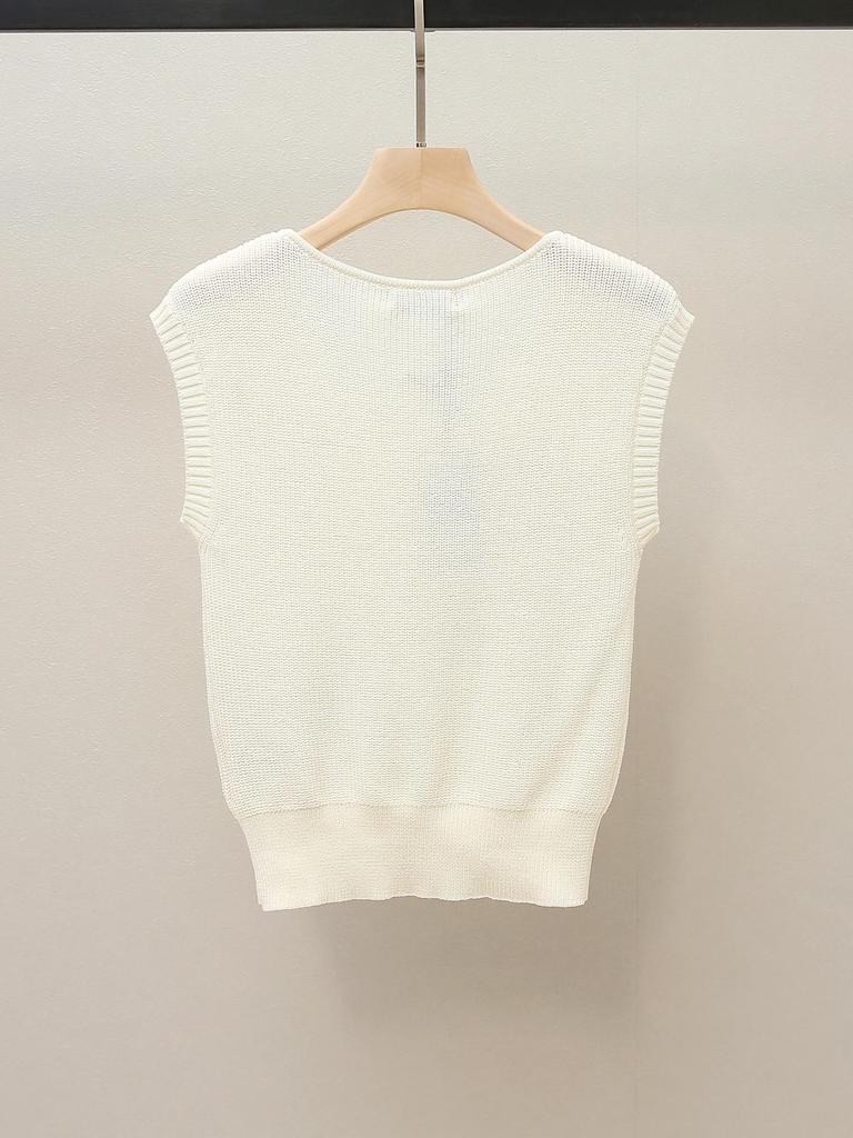 Autumn Sweet French Embroidered Sleeveless Women's Knitted Vest