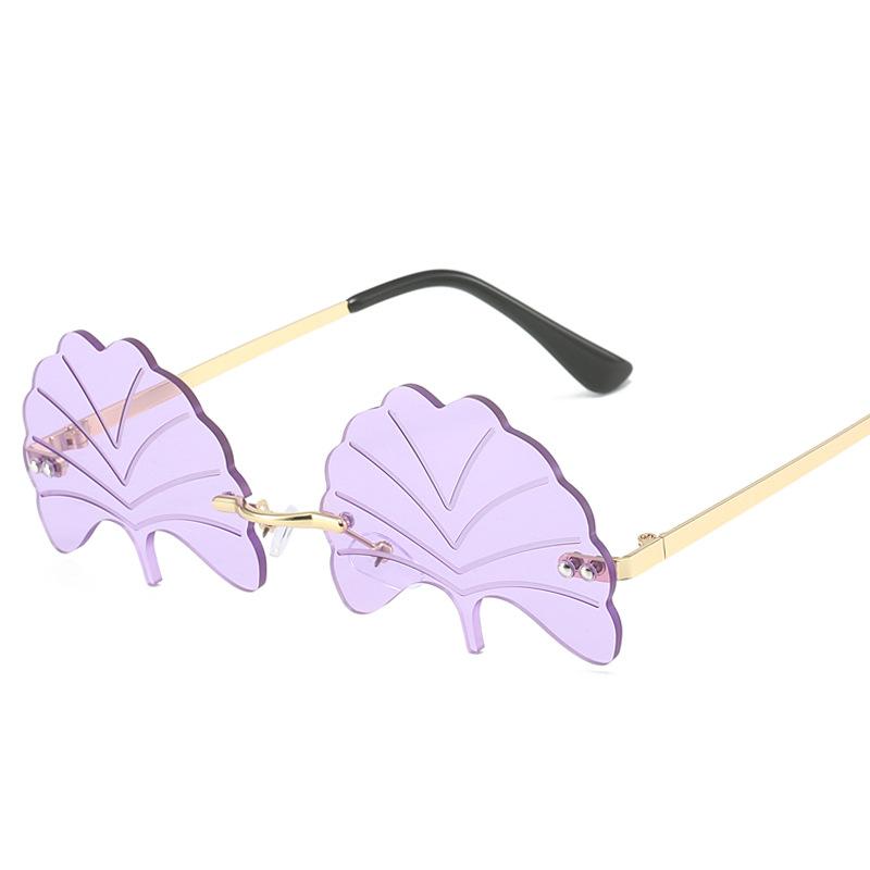 Leaf Shape Women Sunglasses Rimless Hip Hop Style New Stylish Sun Glasses Men European American Women's Sunglasses