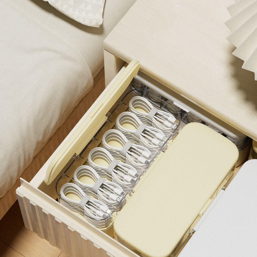 Clear Cable Management Box Dustproof Data Cable Organizer Durable Cable Storage Box Desk