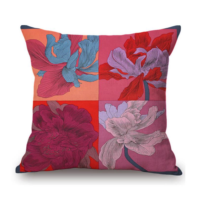 18" Pop Art Iris Flower Fashion Cotton Linen Innovative Home Decoration Sofa Throw Pillow Case Modern Art Cushion Cover 45X45Cm