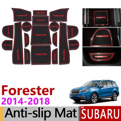 Anti-Slip Gate Slot Mat Rubber Cup Coaster for Subaru Forester 2014 2015 2016 2017 2018 SJ MK3 Accessories Stickers Car Styling