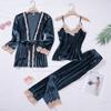 Velvet Pajama Set Women's 2 Piece Robe Pajama Set Pajamas Women's Winter Velvet Bathrobe Dress