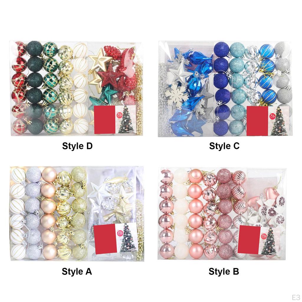 53 Pieces Christmas Ball Ornament Tree Hanging Charm Pendant for Festival