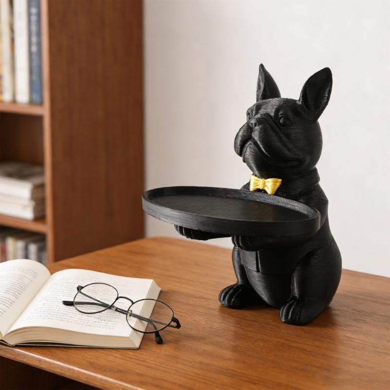 Lovely Dog Statue Key Candy Bowl Dog Statues Figurines Entryway Table Ornament for Office Home Decors New Year Gift