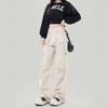 Women's Early Spring Apricot Cargo Jeans: New Design, Multi-Pocket, Loose, Wide-Leg, Floor-Length