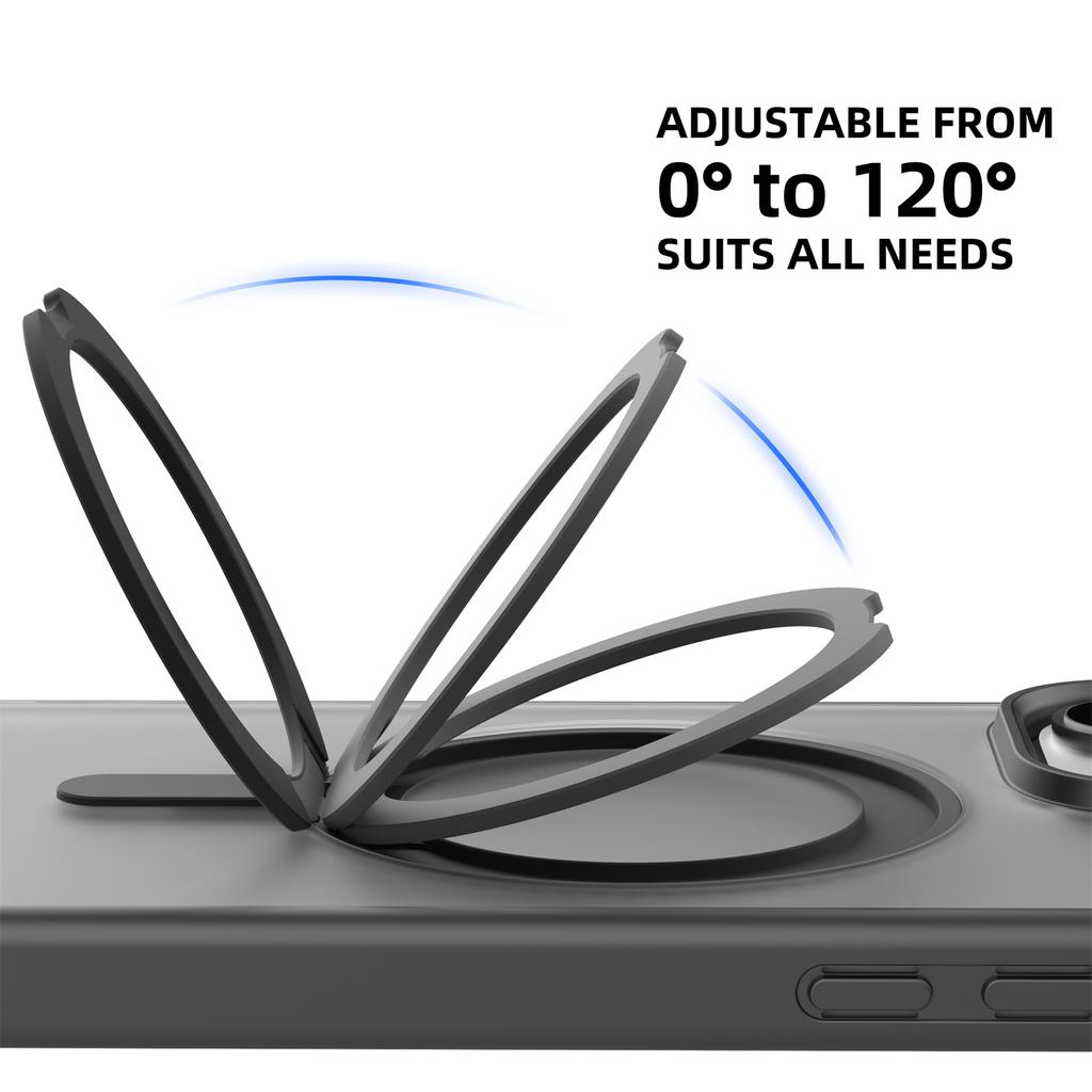 MUTURAL For iPhone 16 Pro Max Case Compatible with MagSafe Ring Kickstand PC+TPU Back Cover