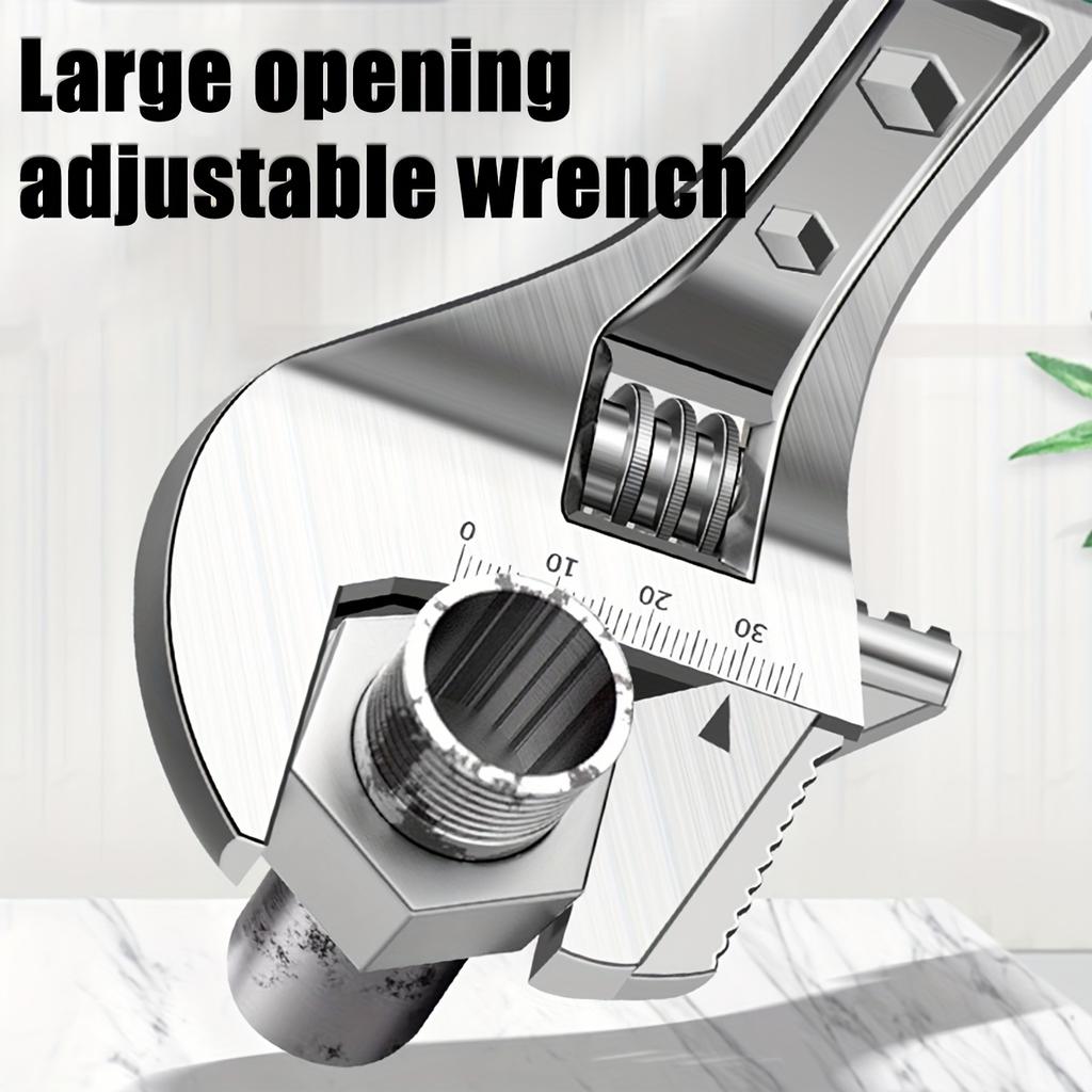 8/10/12Inch Adjustable Wrench Wide Jaw Opening Precise Jaw Design Grips Tight-Even in Tight Spaces