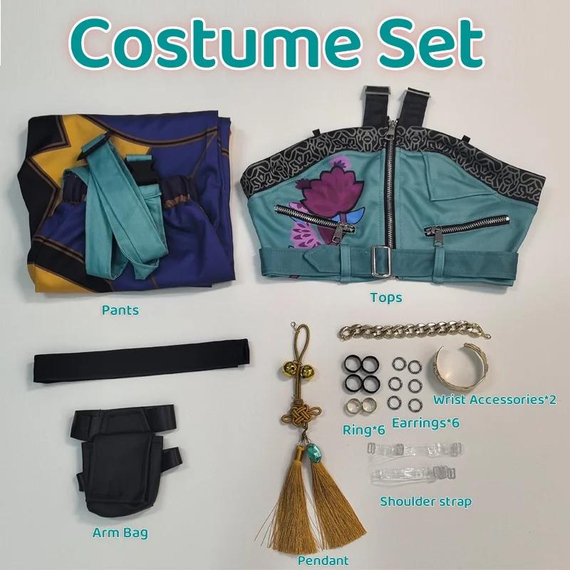 Anime Movie KPop Demon Hunters Zoey Cosplay Costume Uniform Huntrix Rings Earrings Festival Halloween Party for Women Girls Prop