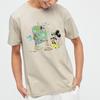 Uniqlo X Steven Harrington Mickey Cartoon Print Short Sleeve T-Shirt Unisex Tops Light-Beige 445593-30