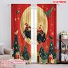 2pcs,2D Plane Printing Minimalist Curtains Christmas Birds Moon Night (3) Versatile Polyester (without Rod) Outdoor Decorations