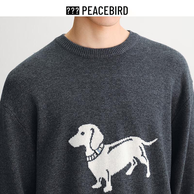 PEACEBIRD Men's Loose-Fit Wool Blend Puppy Jacquard Sweater