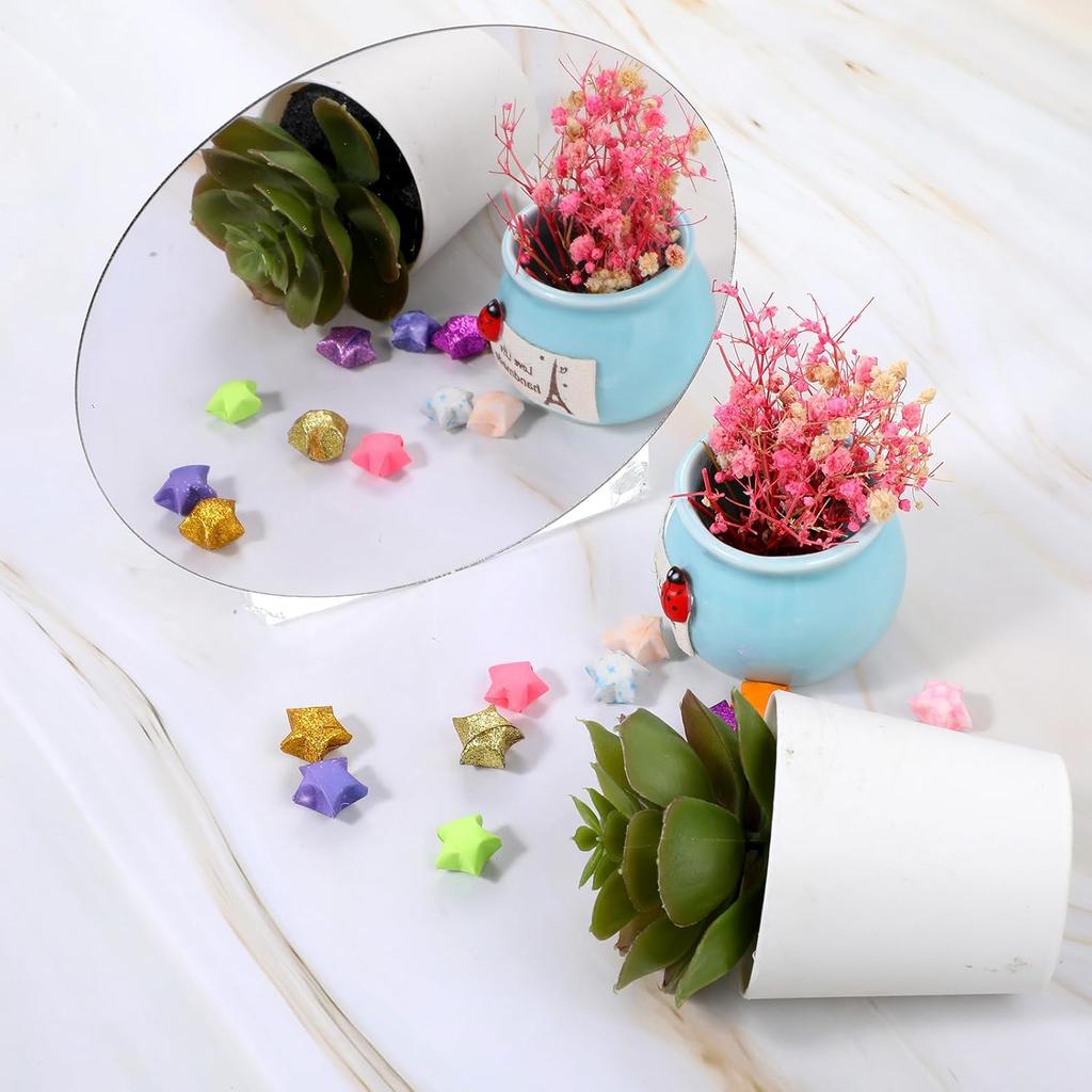 4 Pcs Mirror Sticker, 6 inch Round Adhesive Mirrors, Acrylic Mirror Wall Stickers Self Adhesive for Bathroom, Home, Living Room, Bedroom Decor