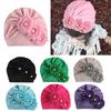 Summer Cute Baby Girl Hat Comfortable Breathable Solid Color With Flower Pearl Candy Color Turban Elastic Cap