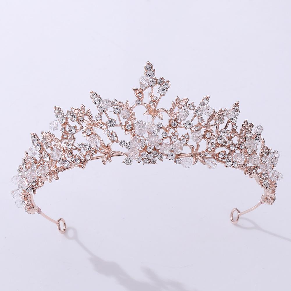 New Bridal Jewelry Exquisite Handmade Crystal Glass Diamond Crown Wedding Supplies Alloy Rhinestone Tiara